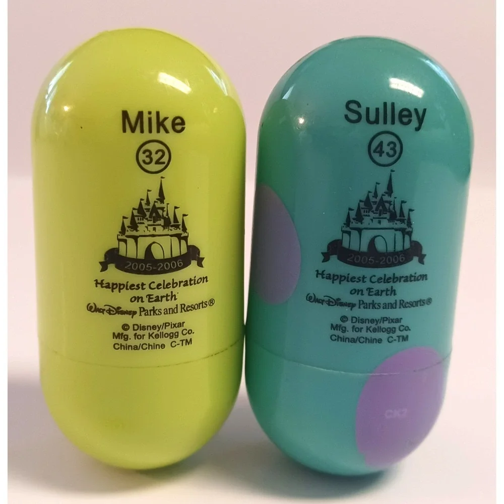 2 Vintage 2005 Disney Pixar Kellogg's Monsters Inc Mike #32 & Sulley #43 Wobbler